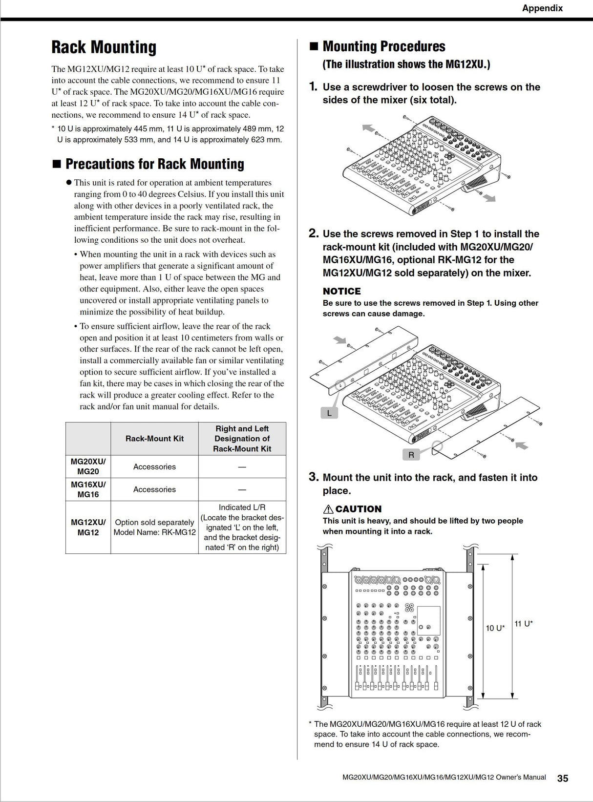 Yamaha RK-MG12 Rack Mount Kit for MG12 and MG12XU Mixers