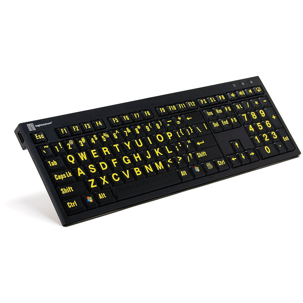 Logickeyboard LargePrint Nero Yellow on Black PC Keyboard XL Printed Slim Line Keyboard Yellow on Black