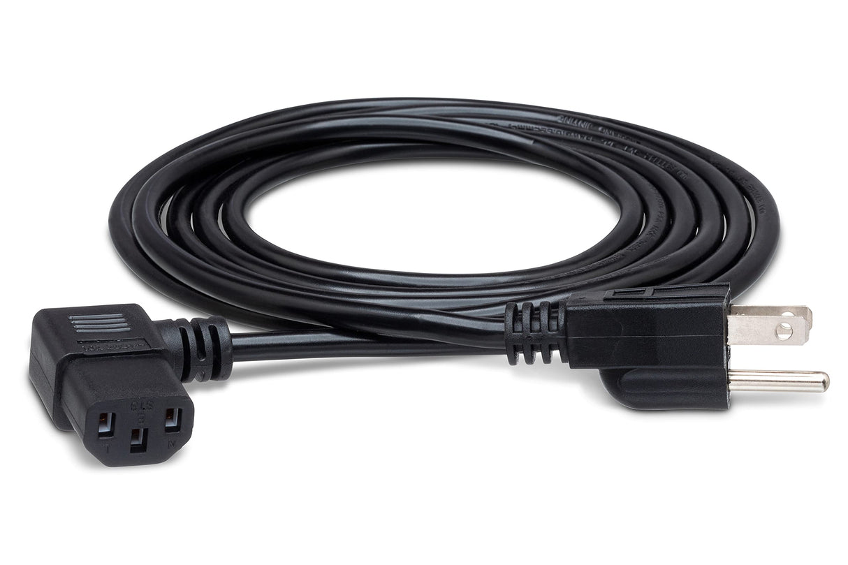 Hosa PWC-143R 3 Foot Right Angle IEC C13 to NEMA 5-15P Power Cord