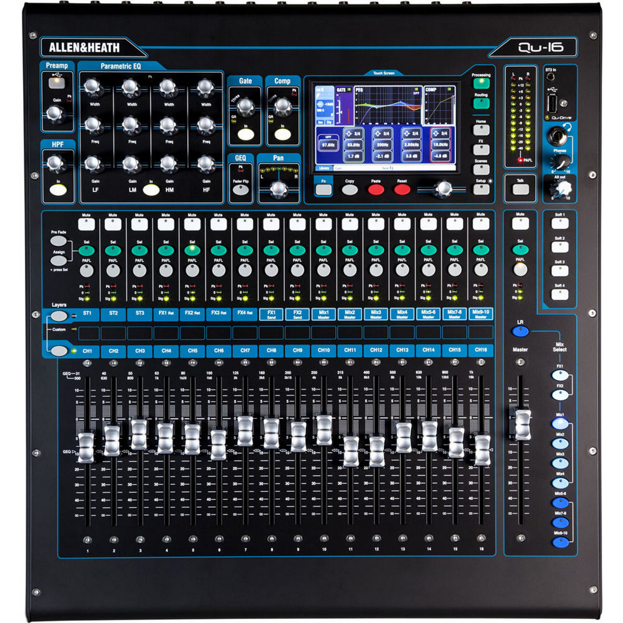 Allen & Heath QU-16C 22 In 12 Out Rackmountable Digital Mixer Chrome Edition
