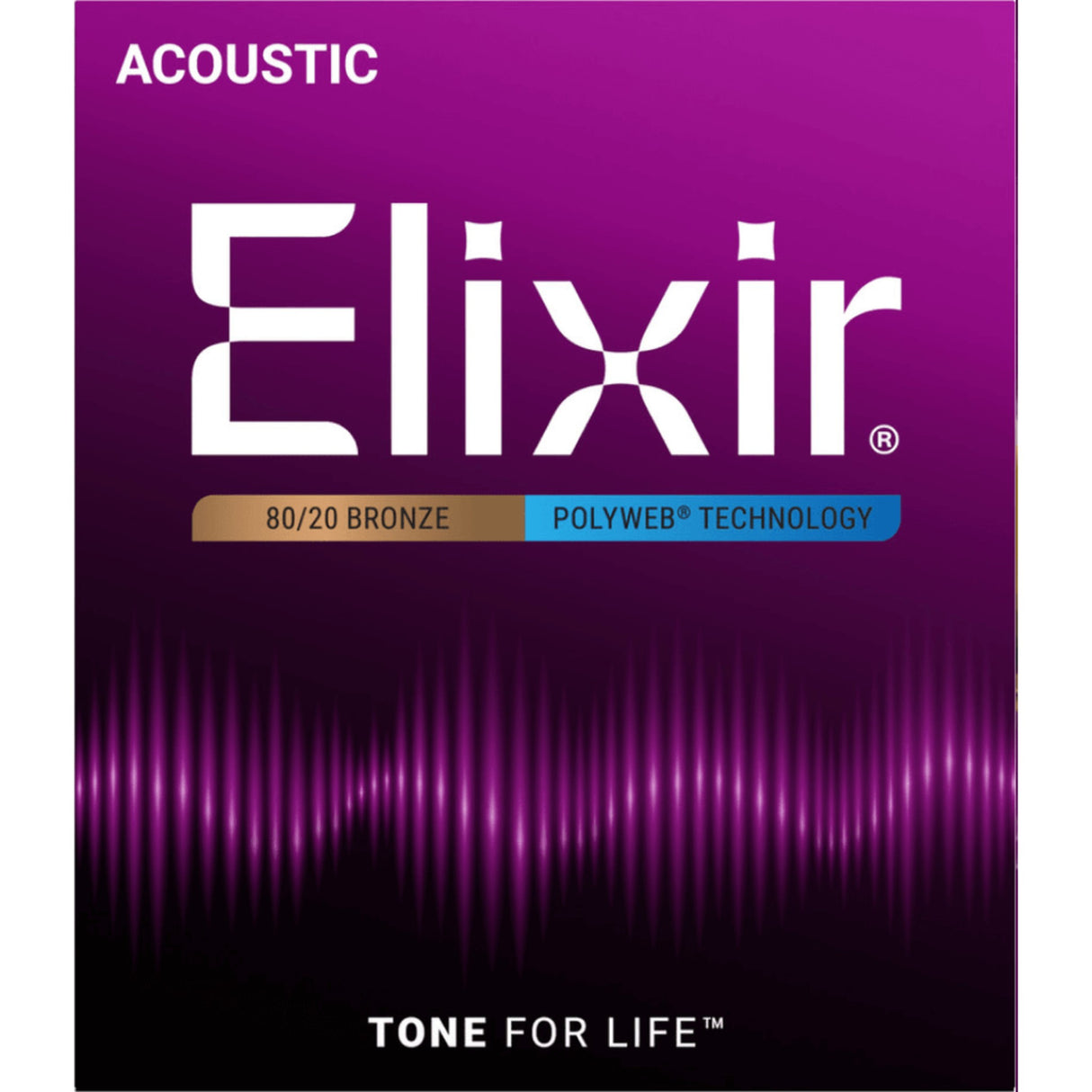 Elixir 11050 80/20 Bronze POLYWEB Acoustic Guitar Strings - Light (12-53)