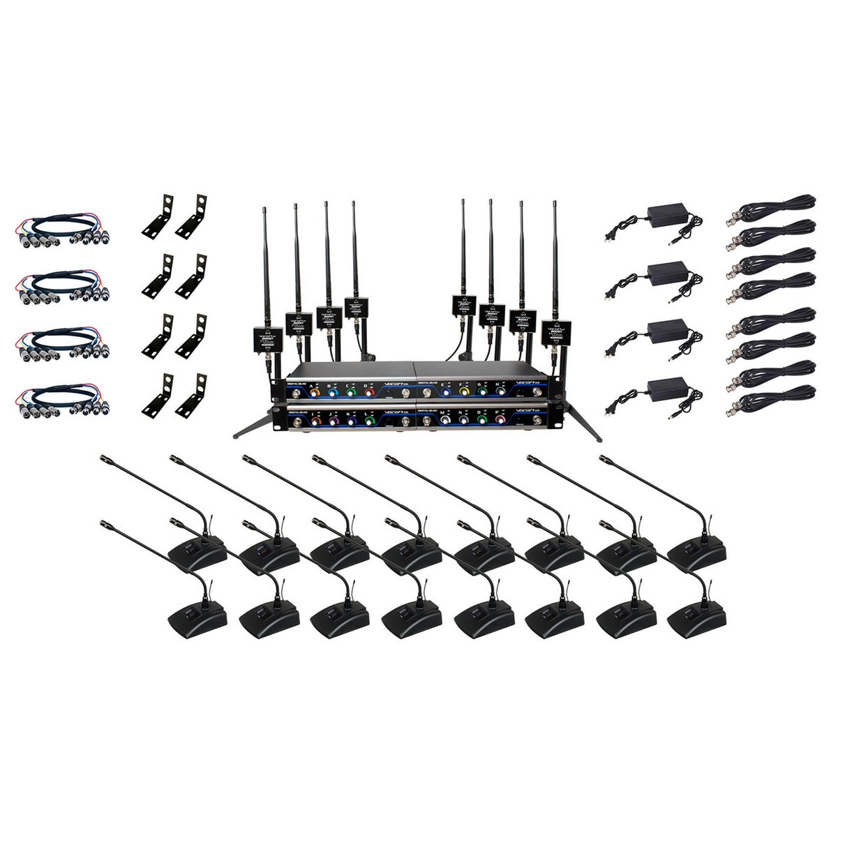 VocoPro BOOST-CONFERENCE-16 Long-Range Digital Wireless Microphone System, 16 Set