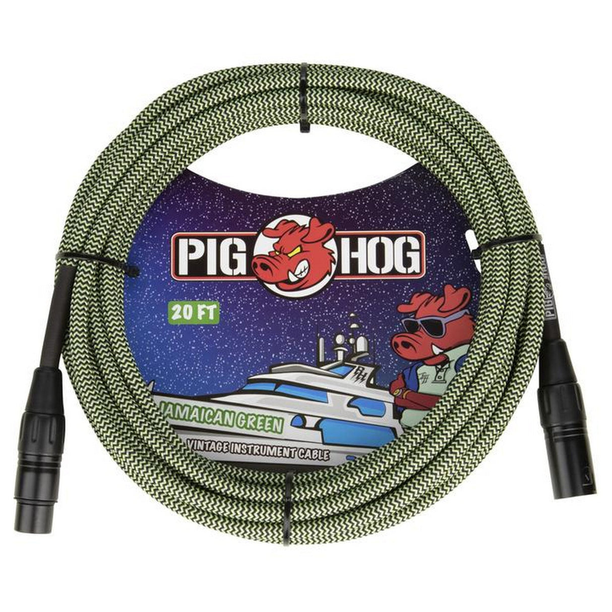 Pig Hog PHM20JGR Jamaican Green Woven Microphone Cable, 20-Foot