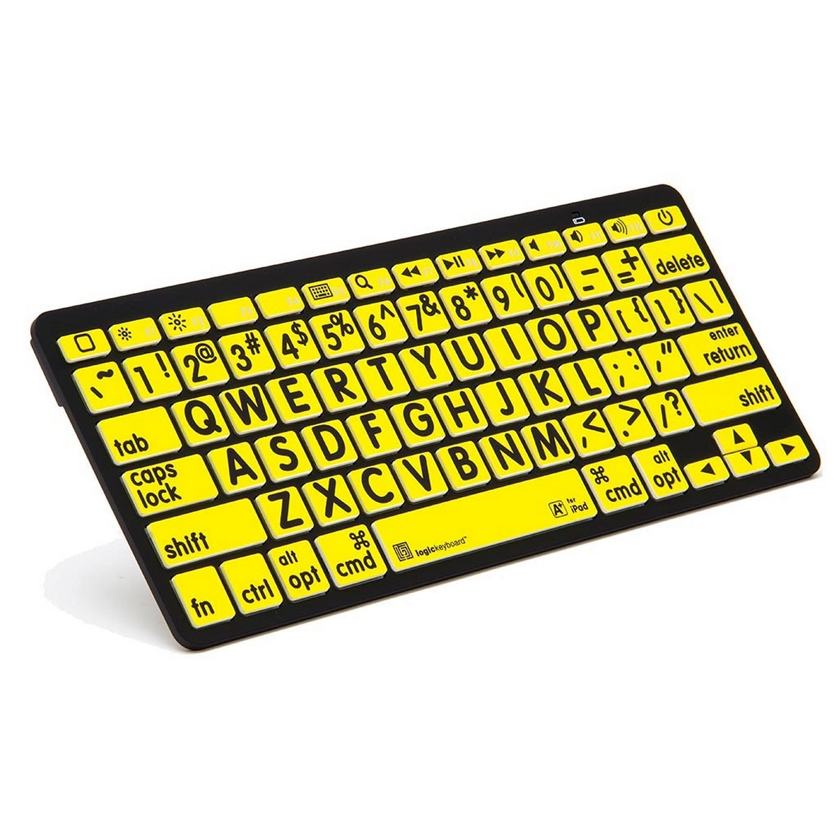 Logickeyboard LargePrint Bluetooth Black on Yellow Keyboard Wireless Mini Keyboard Black on Yellow