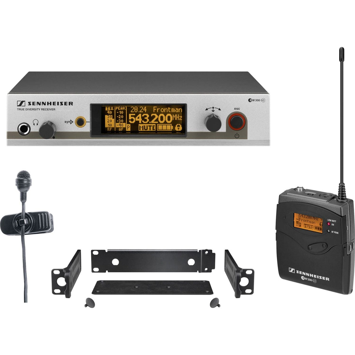 Sennheiser EW322 G3 Rack Mountable Wireless Lavalier Microphone System, A Band