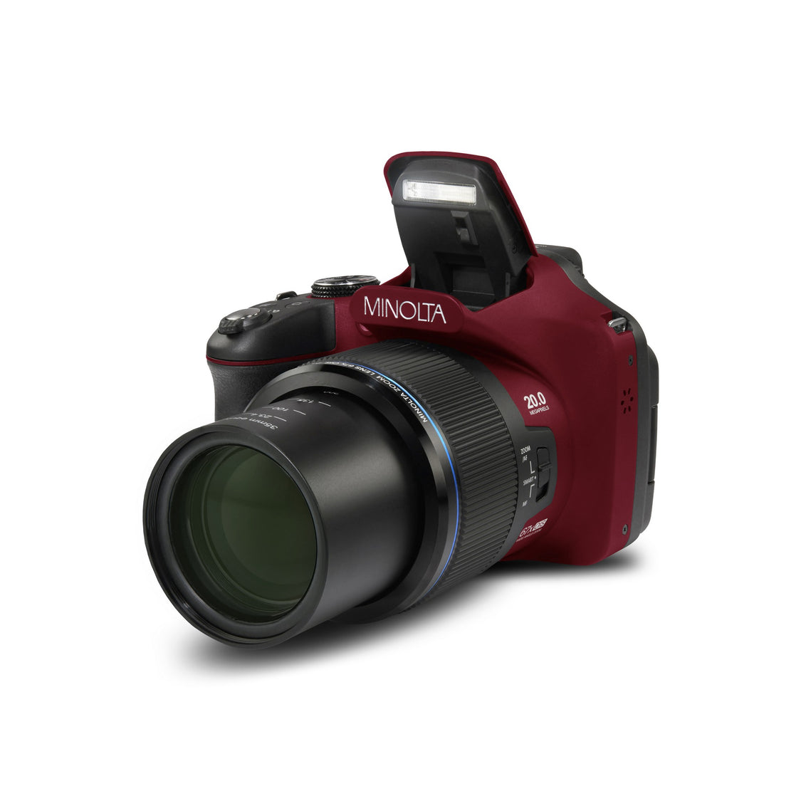 Minolta MN67Z 20 MP 1080p HD Bridge Digital Camera with 67x Optical Zoom, Red