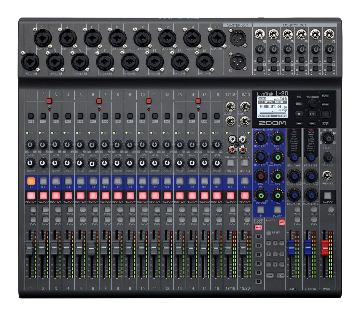 Zoom LiveTrak L-20 20 Channel MultiTrack Recorder and Digital Mixer