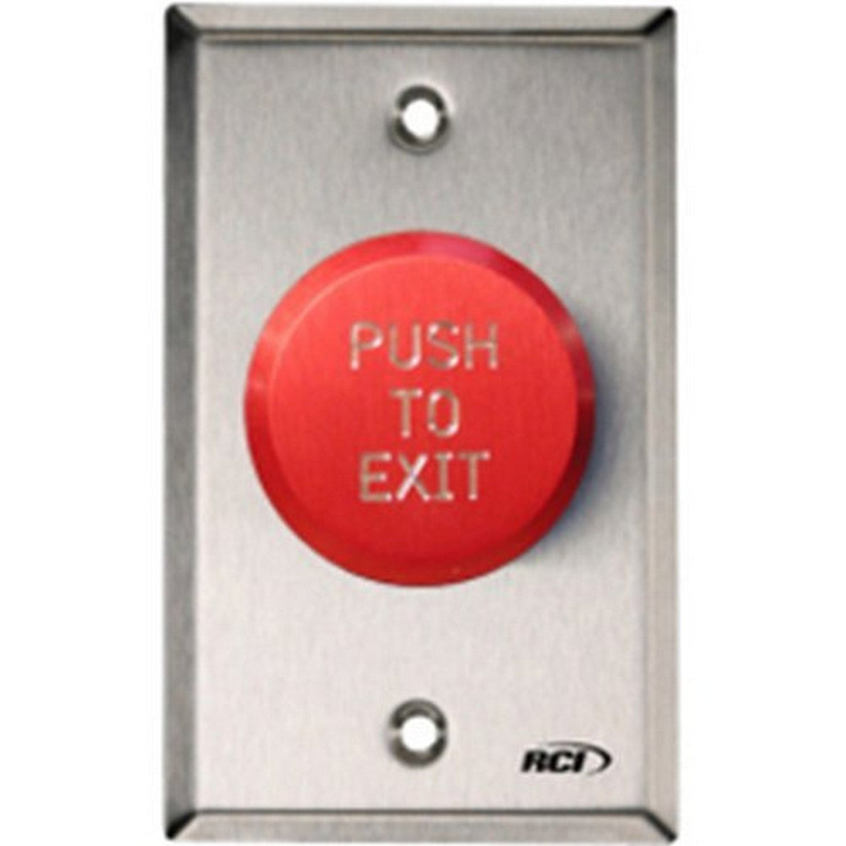 RCI 991E 991 Series Pneumatic Time Delay Red Push To Exit Button, Stainless Steel Faceplate