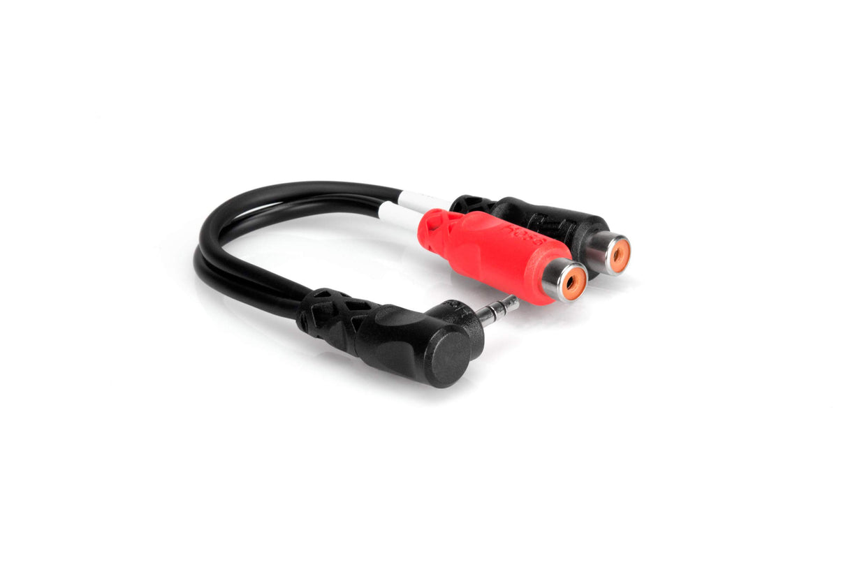 Hosa YRA-167 Right Angle 3.5mm TRS to Dual RCA Female Stereo Breakout Cable