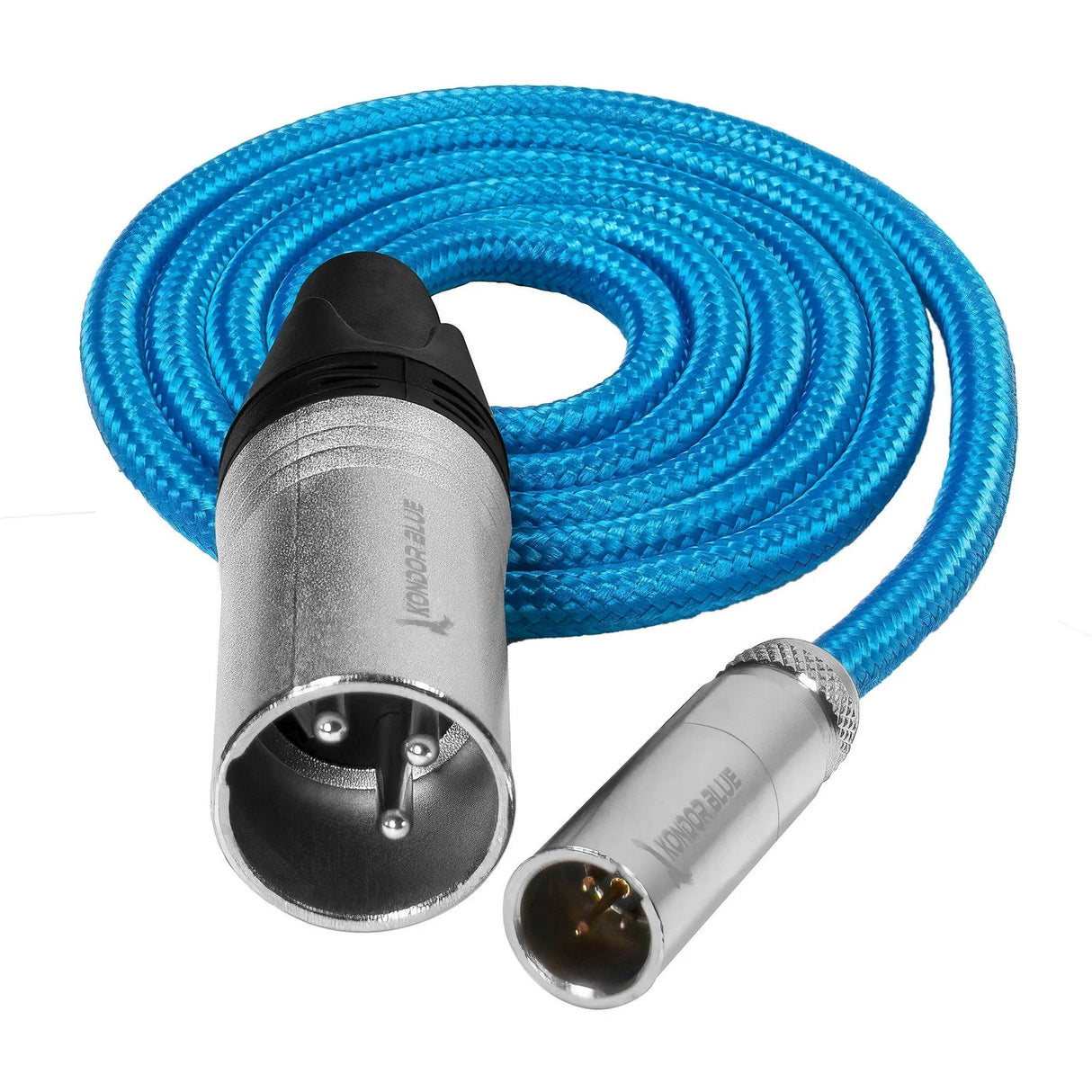 Kondor Blue 3-Foot Mini XLR Male to XLR Male Blue Braided Cable