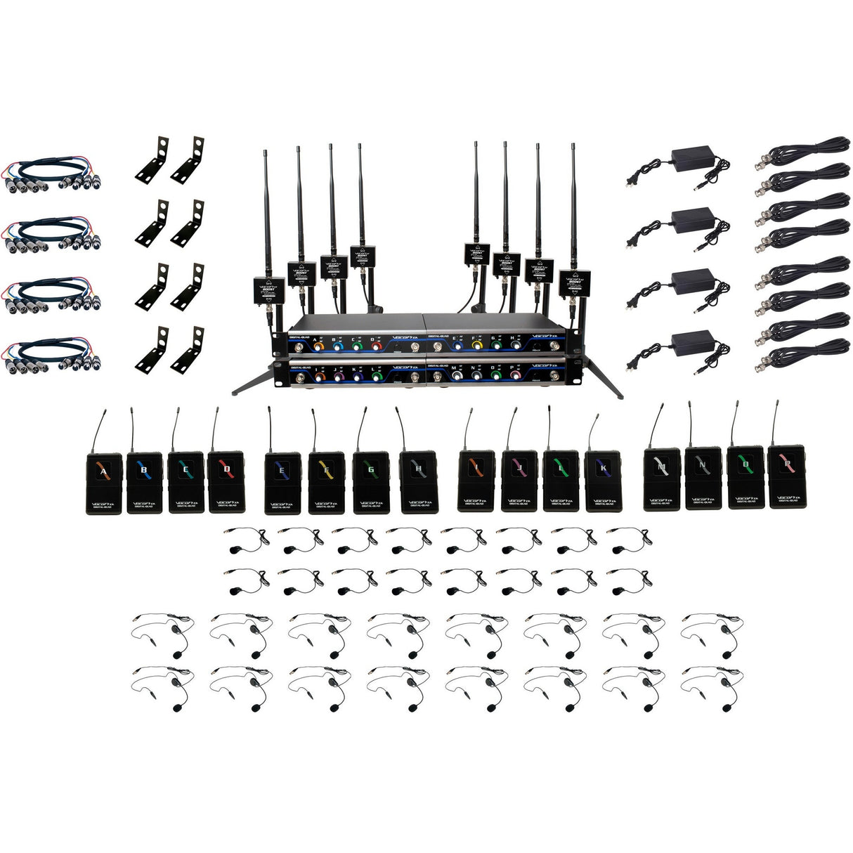 VocoPro BOOST-PLAY-16 Long-Range 16-Channel Digital Wireless Headset/Lavalier Microphone System, 902-927.2 MHz