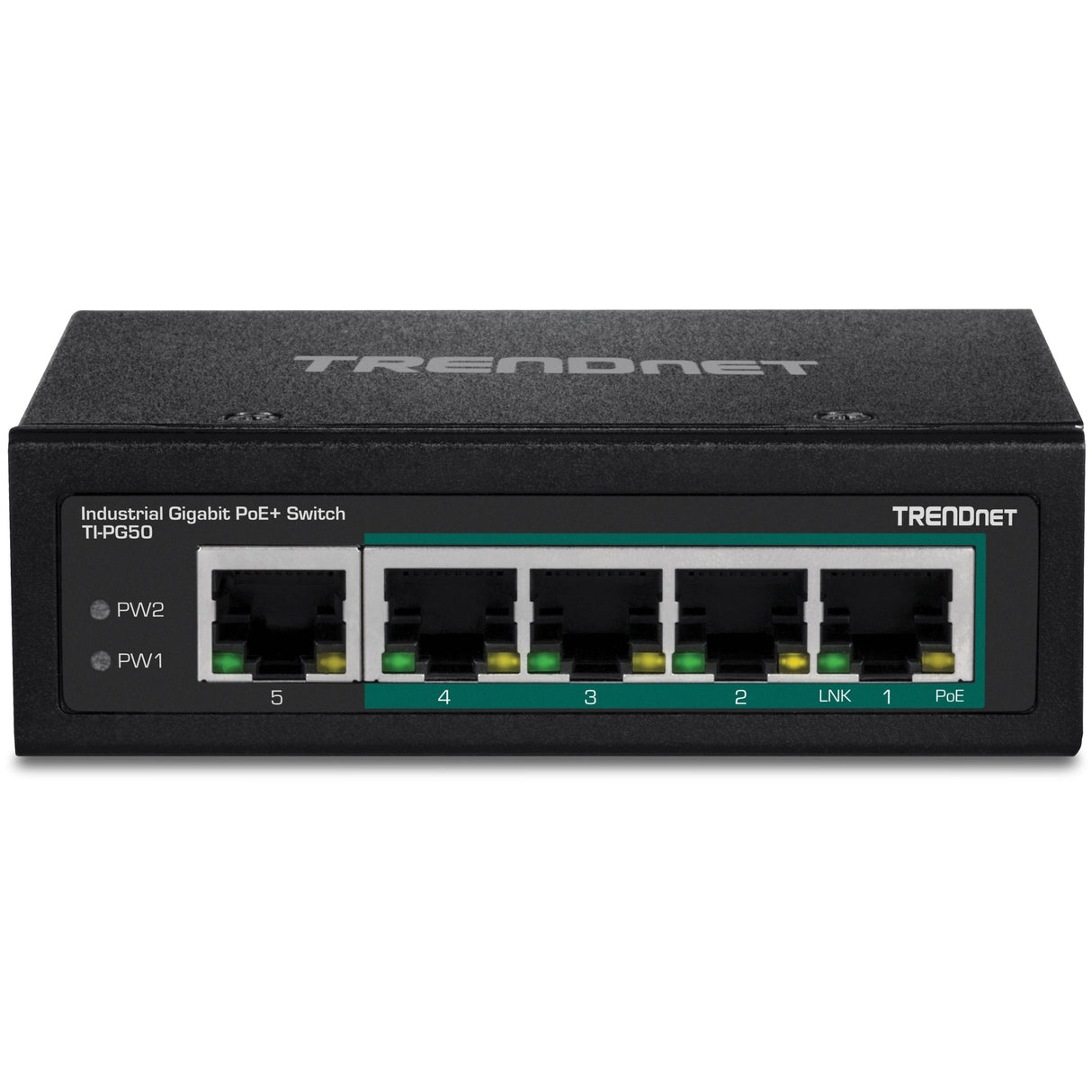 TRENDnet TI-PG50 5-Port Industrial Gigabit PoE+ DIN-Rail Switch