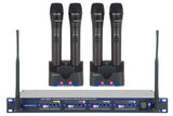 VocoPro UHF-5805 Professional Rechargeable 4-Channel UHF Wireless Microphone System, Frequency 10