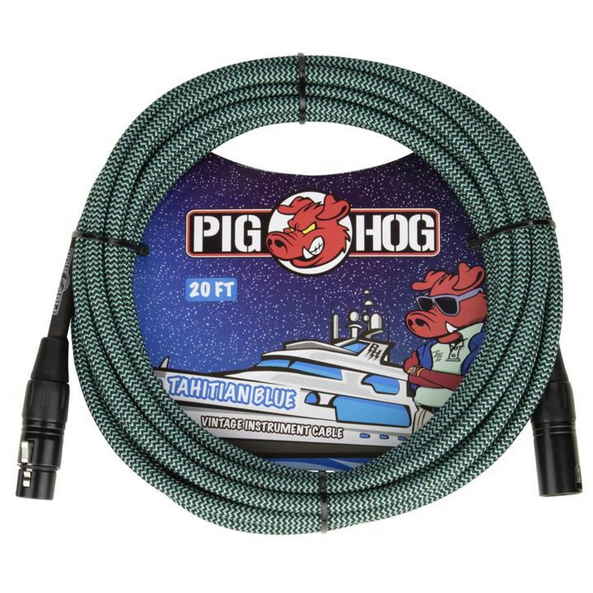 Pig Hog PHM20TAB Tahitian Blue Woven Microphone Cable, 20-Foot