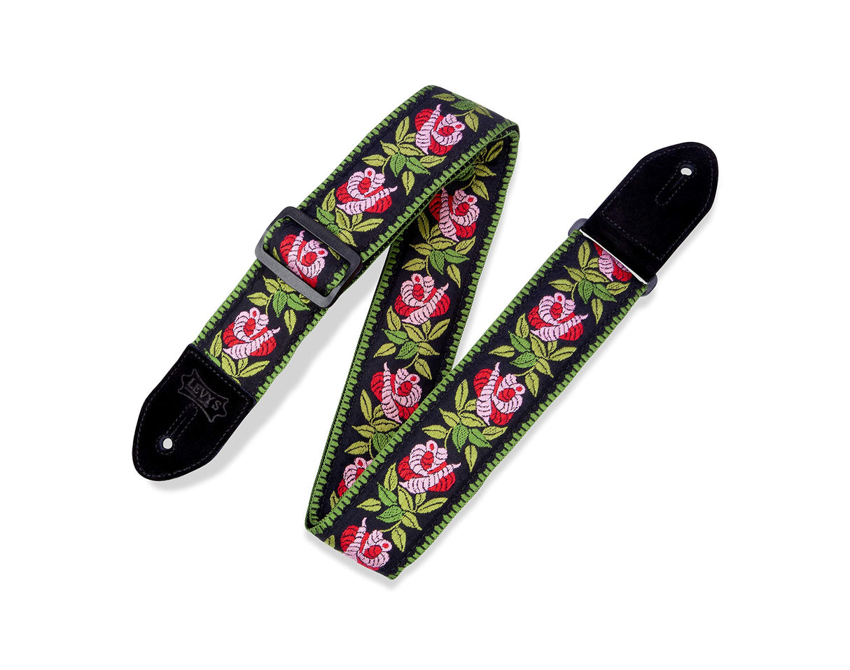 Levy's Rosa Guitar Strap, Pink, Hot Pink, Green, Black