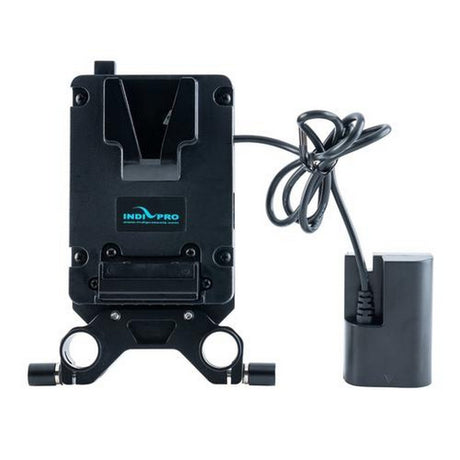 IndiPRO VMASLP Ultra Mini V-Mount Adapter Plate with 15mm Rod Clamp for LP-E6 Powered Devices