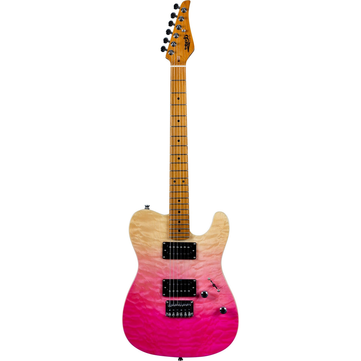 JET Guitars JT-450 QTPK HH Basswood Body Electric Guitar with Quilted Top, Roasted Maple Neck and Fretboard