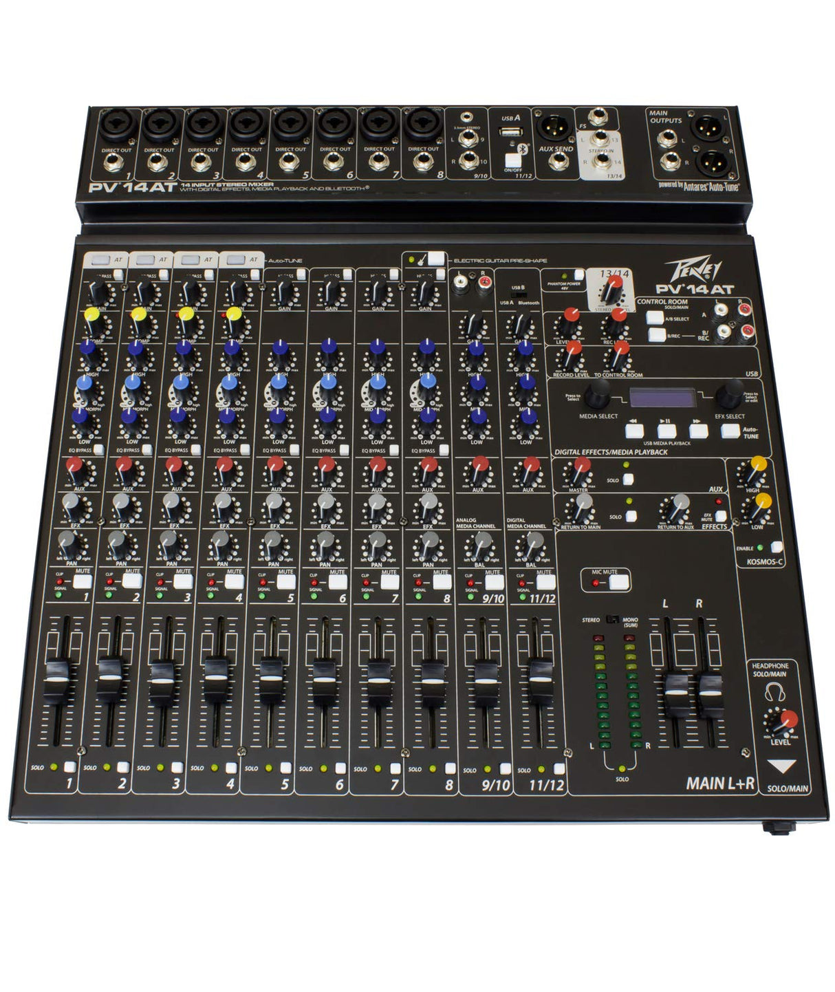 Peavey PV 14AT Compact 14 Channel Mixer with Bluetooth and Antares Auto-Tune