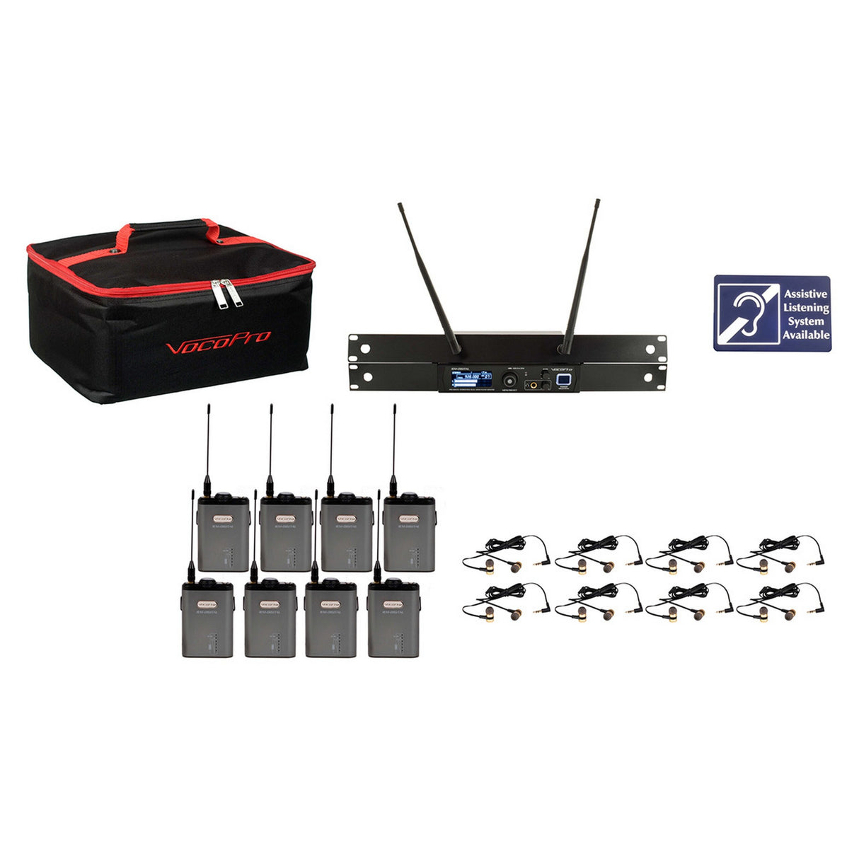 VocoPro IEM-Assist-8-Extend 24-Bit Digital Stereo Wireless Assistive Listening System 8 Set