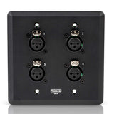 SoundTools WallCAT 2 Gang Wall Panel with 4 Female XLR to RJ45, Black