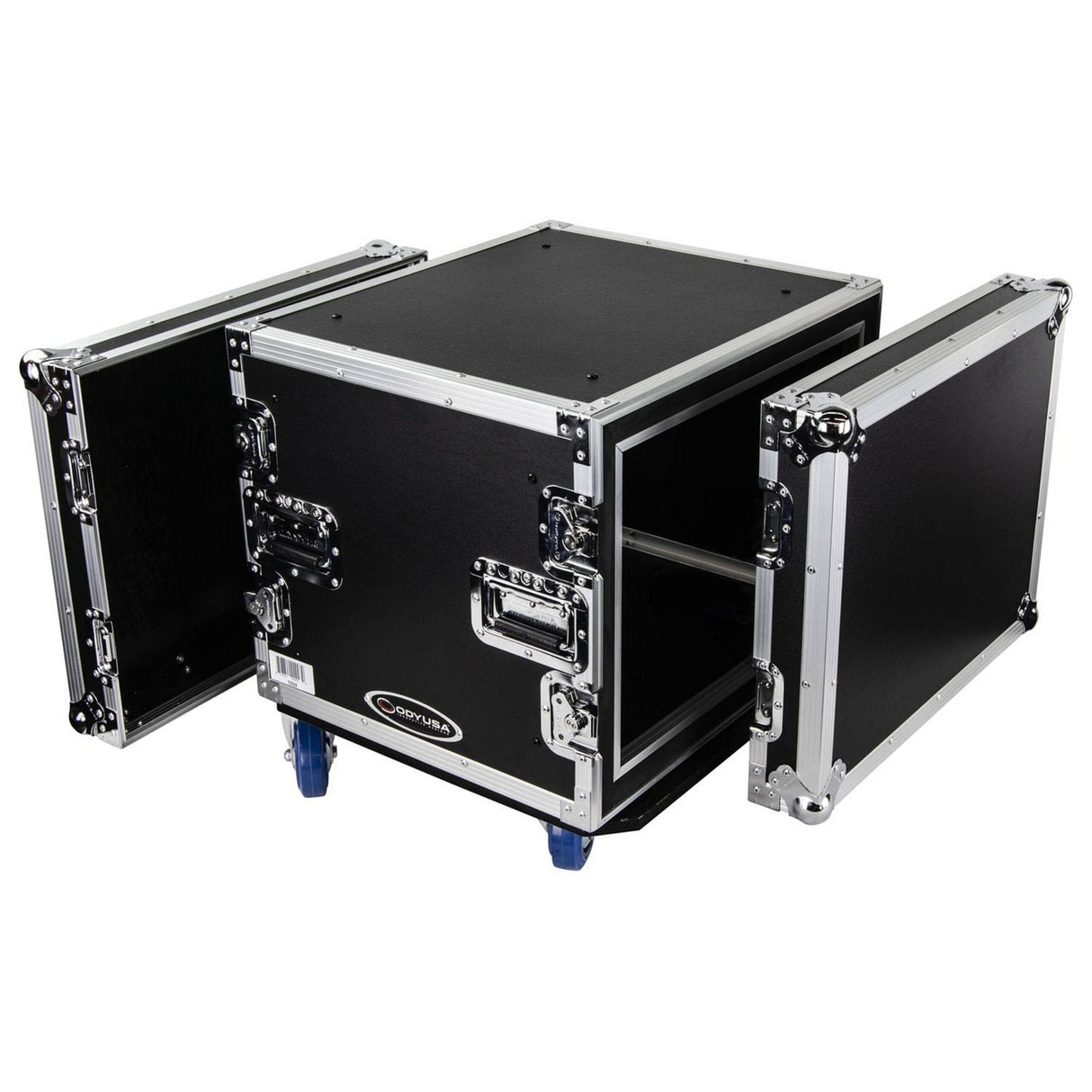 Odyssey Shock Mount Rack Flight Case with Caster Wheels, 8U