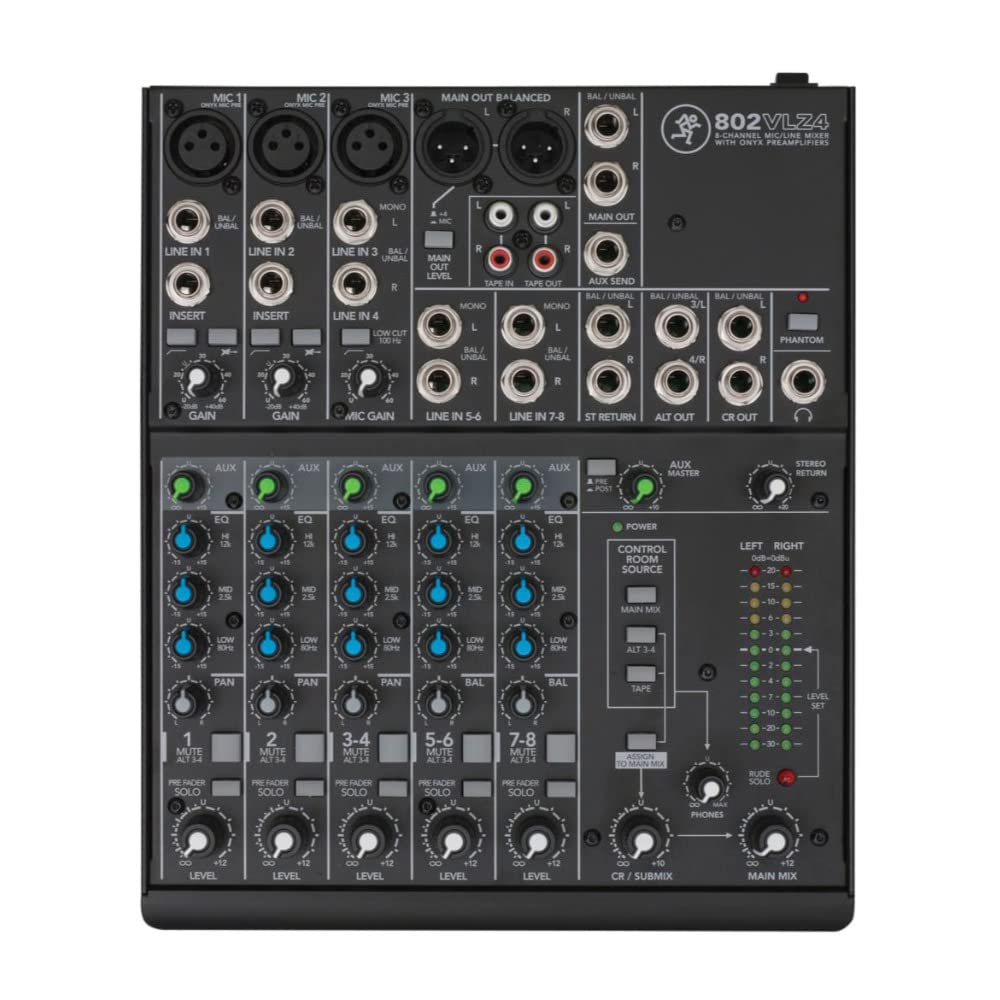 Mackie 802VLZ4 8-Channel Compact Analog Mixer with 3 Onyx preamps