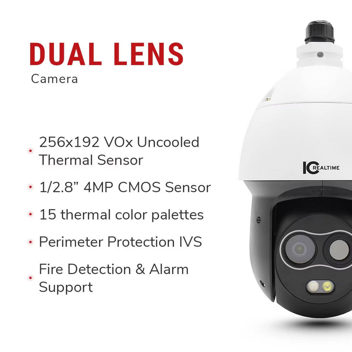 IC Realtime ICR-THIPP4078FMIR 256x192 Thermal/4MP Visible Hybrid Dual Lens PTZ Camera