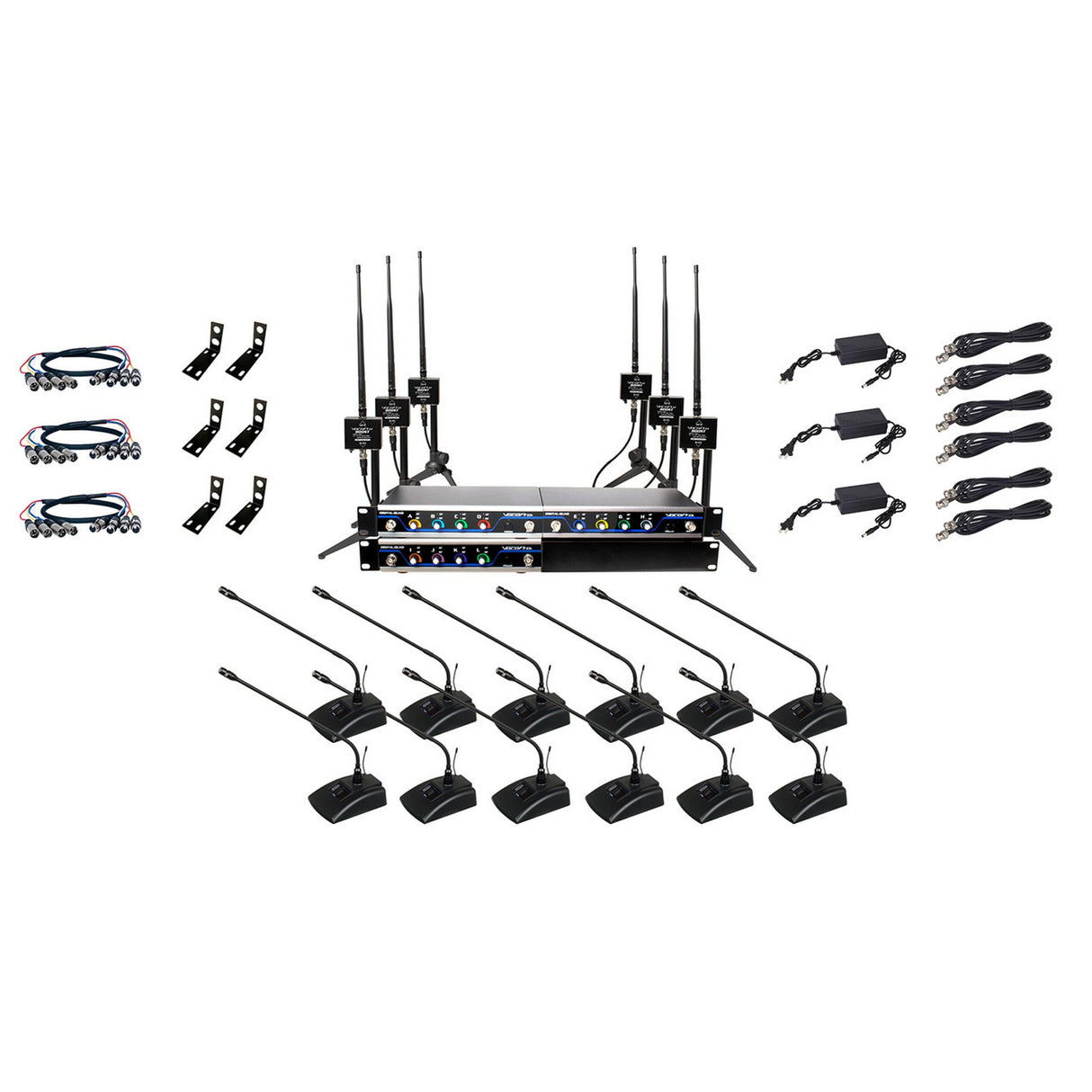 VocoPro BOOST-CONFERENCE-12 Long-Range Digital Wireless Microphone System, 12 Set