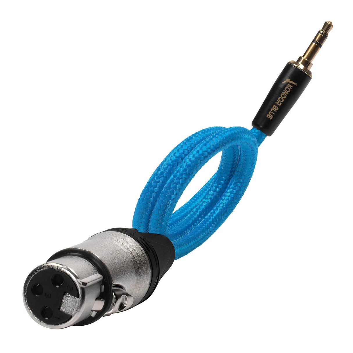 Kondor Blue 16-Inch Braided Female XLR to 3.5mm Male Mini TRS Cable, Blue