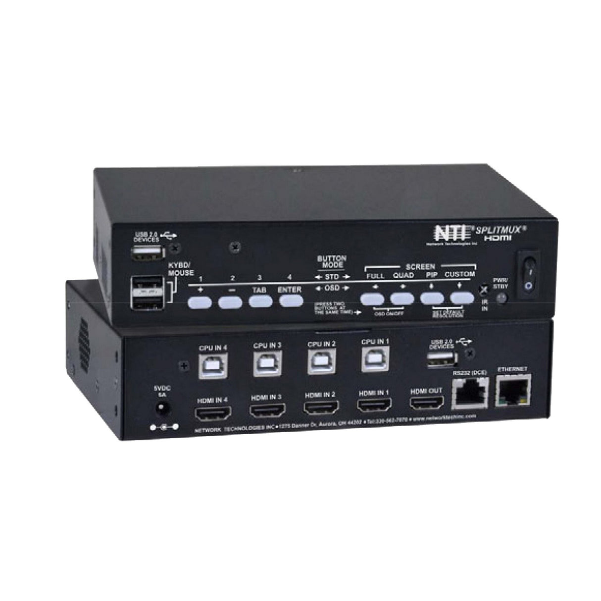 NTI SPLITMUX-USBHD-4RT HDMI Quad Screen Multiviewer with Built-In KVM Switch Desktop