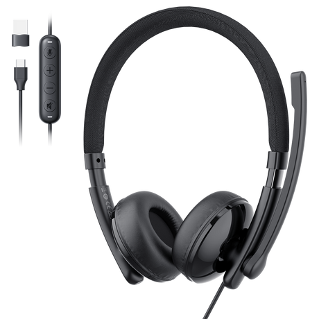 eMeet GeniusCall HS50 On-Ear Wired Headset with ENC Boom Mic Headsets - view 3