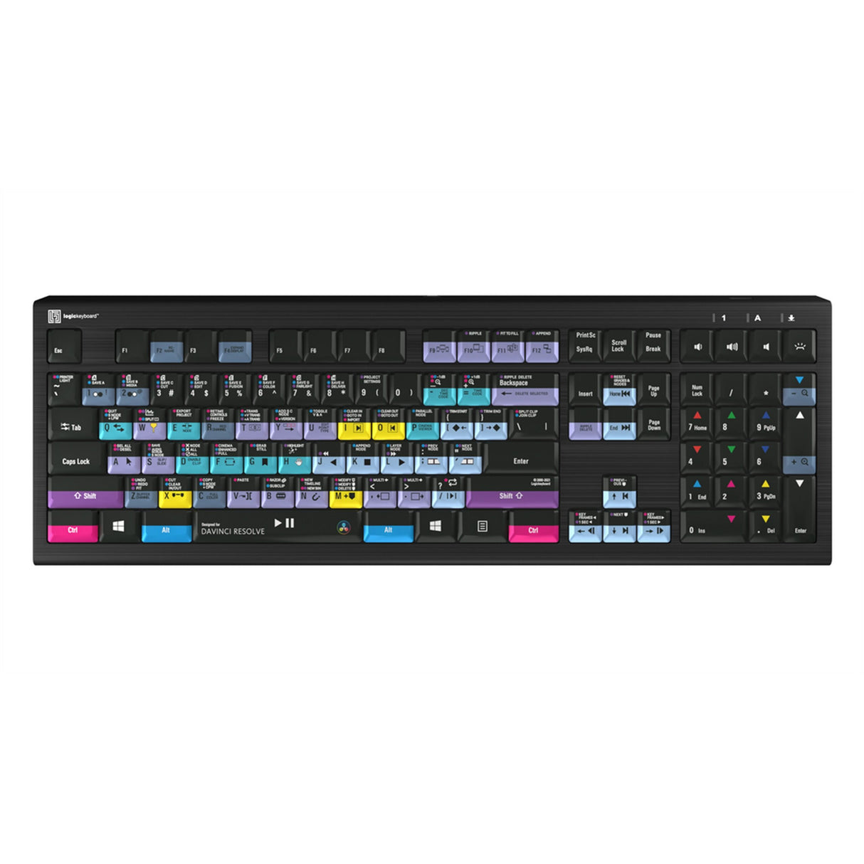 Logickeyboard Davinci Resolve 17 PC Astra 2 Backlit Shortcut Keyboard