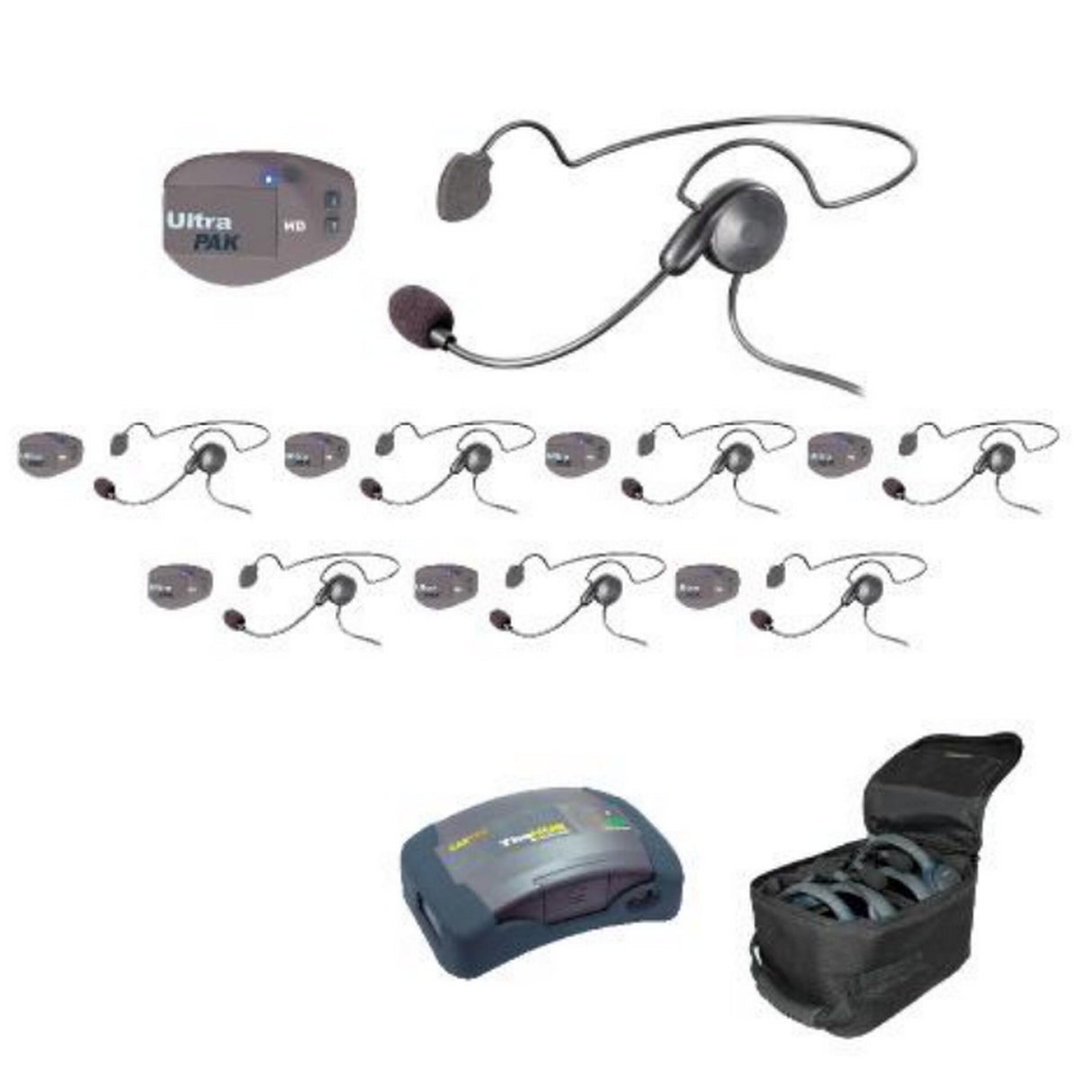 Eartec UPCYB8 UltraPAK and HUB Headset System with 1-HUB, 8-UltraPAK and 8-Cyber Headsets