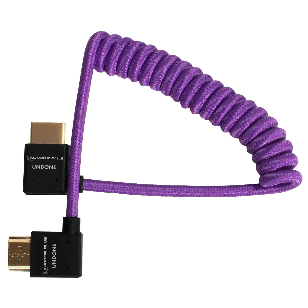 Kondor Blue 12-24-Inch Full HDMI Right Angle Braided Coiled Cable, Purple