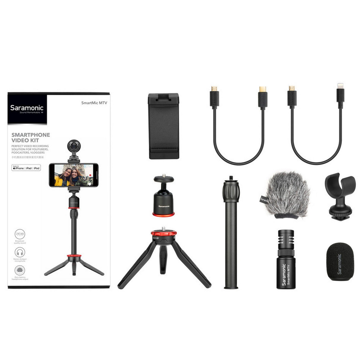 Saramonic SmartMic MTV Smartphone Vlogging Kit for iPhone, Android