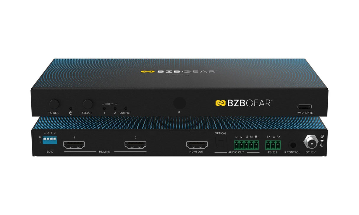 BZBGEAR BG-8K-HS21AR 2x1 HDMI 2.1 8K Switcher with Audio De-Embedding