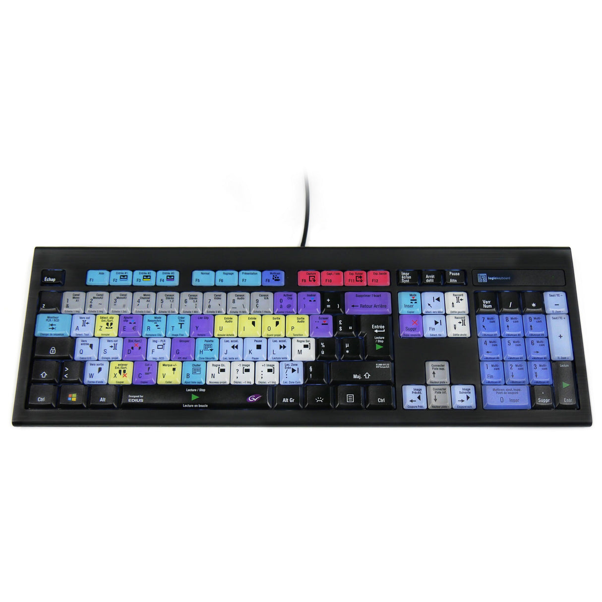 Grass Valley E8TFR EDIUS X/9 ASTRA Backlit USB Keyboard, Black, French