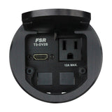 FSR T3-DV2S-BLK 3.5 Inch Table Box with 1 HDMI 2 Data 1 AC Round Black