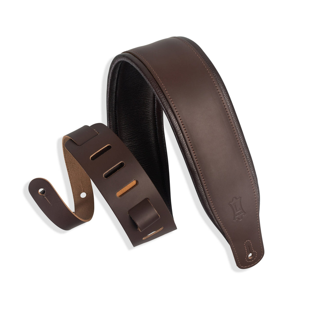 Levy's Favorite Padded Leather Guitar Strap, Dark Brown