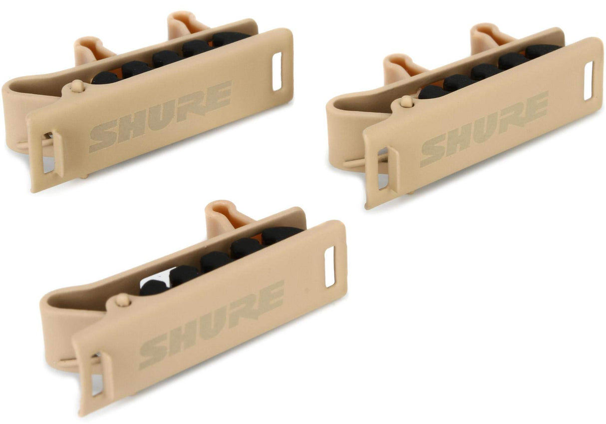 Shure RPM40TC/T Dual Tie Clip, 3 Pack, Tan