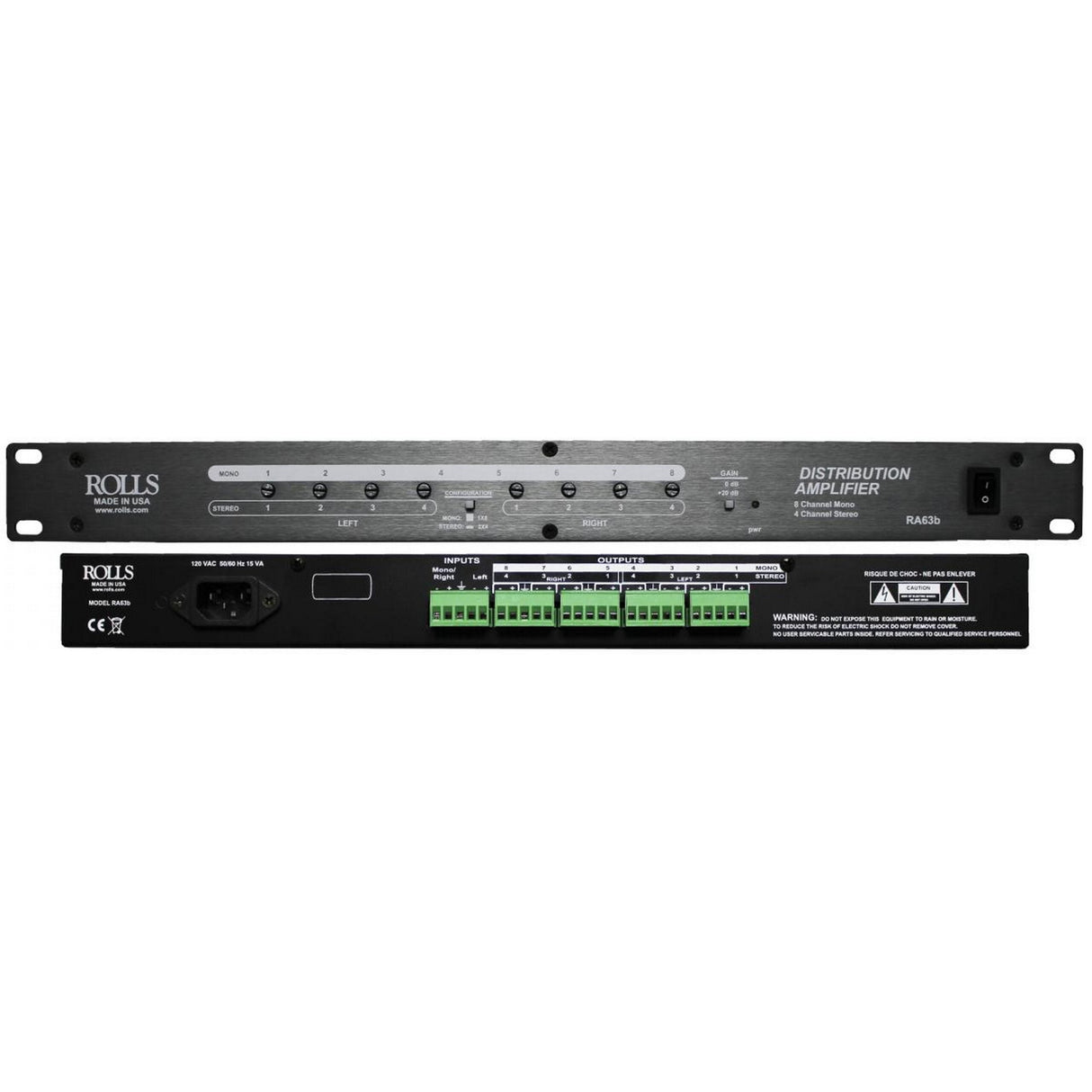 Rolls RA63b 8 Channel Mono/4 Channel Stereo Distribution Amplifier