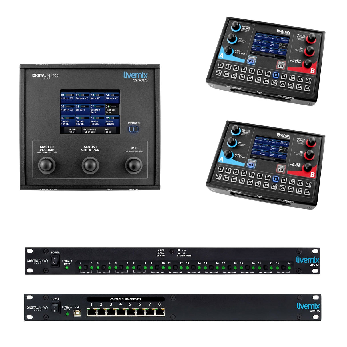 LiveMix LM-STUDIO-SK1 Studio Bundle with 2 CS-DUO Mixer and 1 CS-SOLO