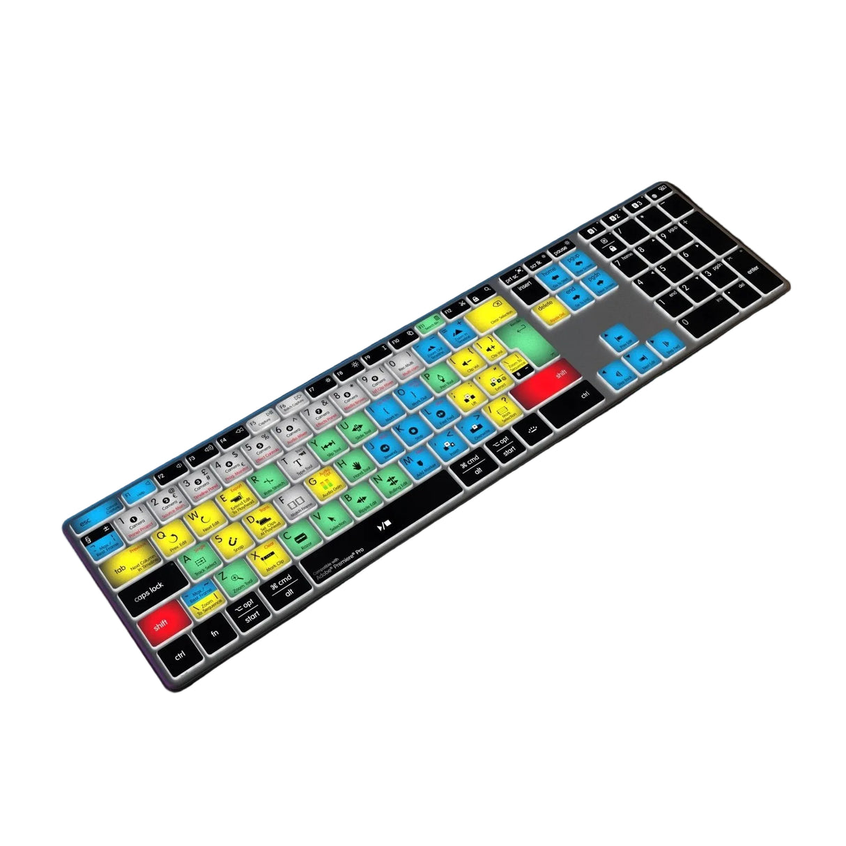 Editors Keys Adobe Premiere Pro Wireless Backlit Keyboard - angled view