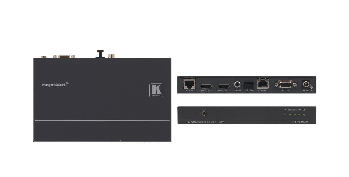 Kramer TP-582R 1:2 HDMI Plus Bi-Directional RS232, Ethernet & IR over Twisted Pair Receiver