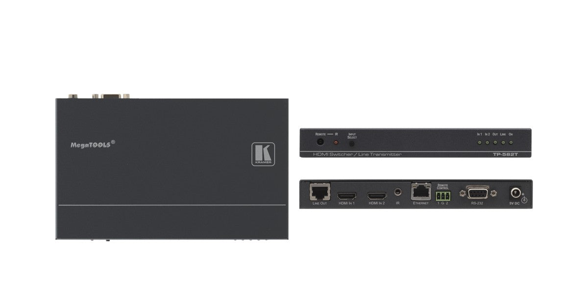 Kramer TP-582T 2 x 1 HDMI Plus Bi-Directional RS232, Ethernet & IR over Twisted Pair Switcher / Transmitter